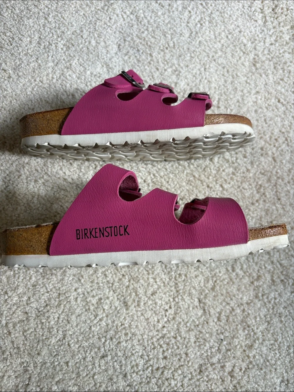 Birkenstock Florida Hot Pink Sandals size 35, size 4 / 4.5 Triple Strap